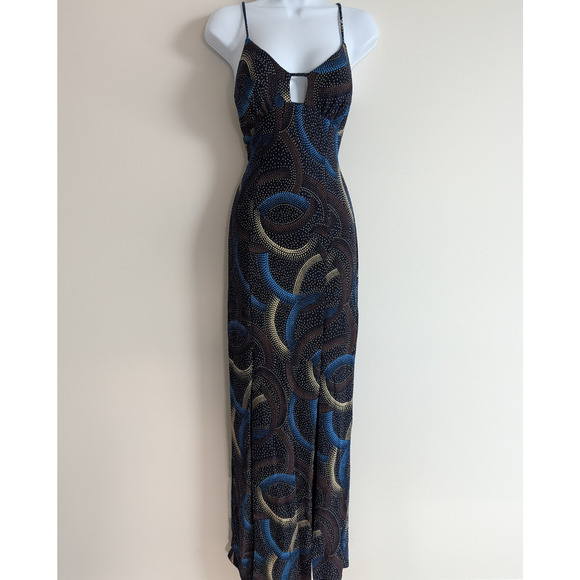 Vintage Carolina Formal Dress Womens Medium 90s Whimsigoth Prom Glitter Slinky - Picture 1 of 8